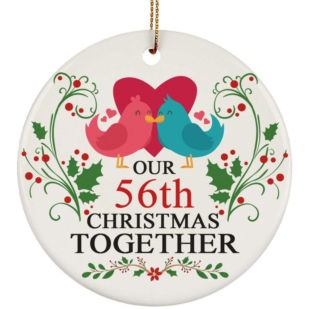Funny Couple Bird Ornament Gift Decor 56th Wedding Anniversary 56 Year Christmas