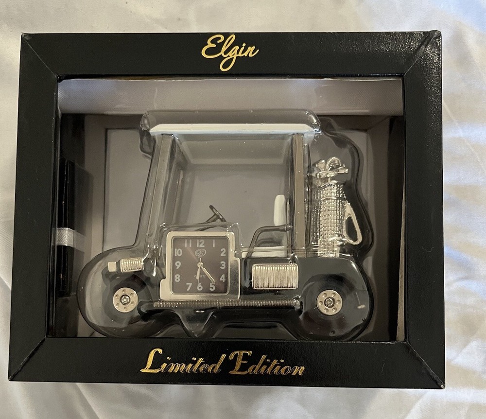Limited Edition Elgin Golf Cart Clock New In Box Ready to Display