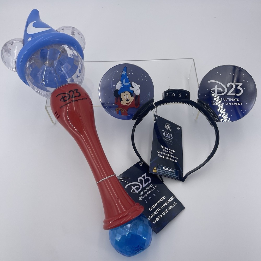 Disney Parks D23 Fan Event Mickey Mouse Glow Light Up Ears 2024 Glow Wand New!!!