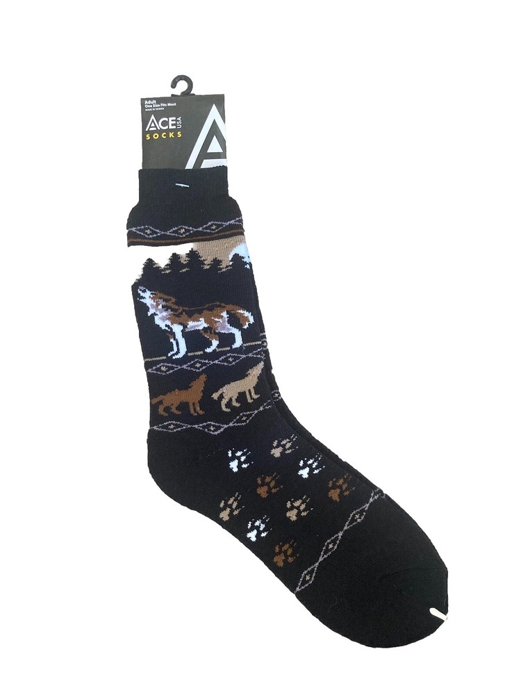 Ace USA Howling Wolf Towel/Cozy Unisex Adult Socks