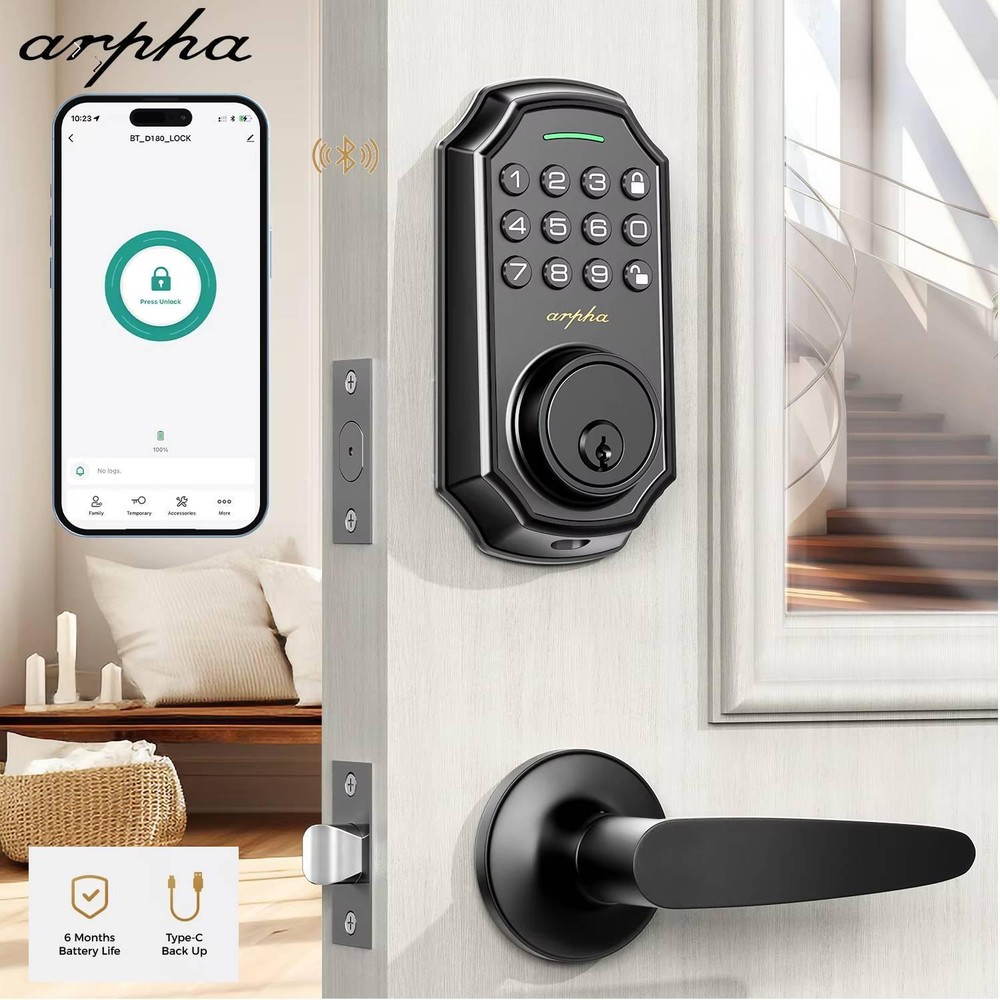 Arpha D180h Bluetooth Smart Lock Keyless Entry Door Handle Set