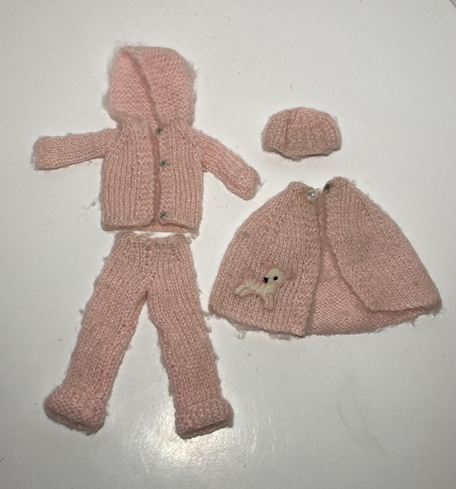 Vintage Barbie Matching Crocheted Outfit Pink