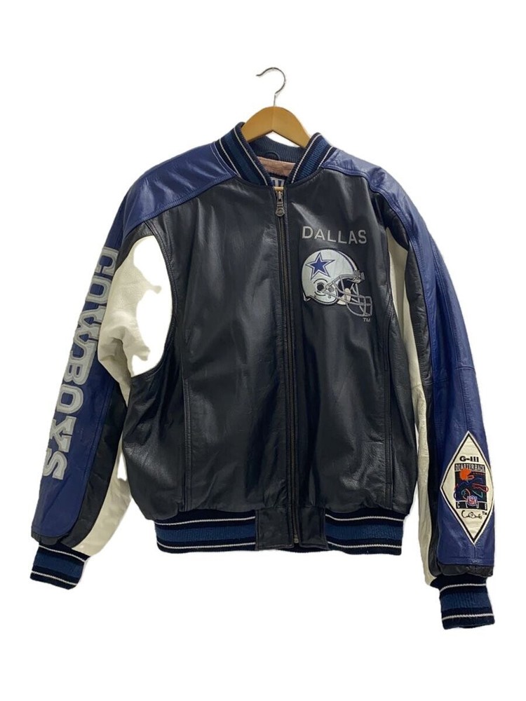 Blue Leather Blouson Jacket for Men - Style 2296