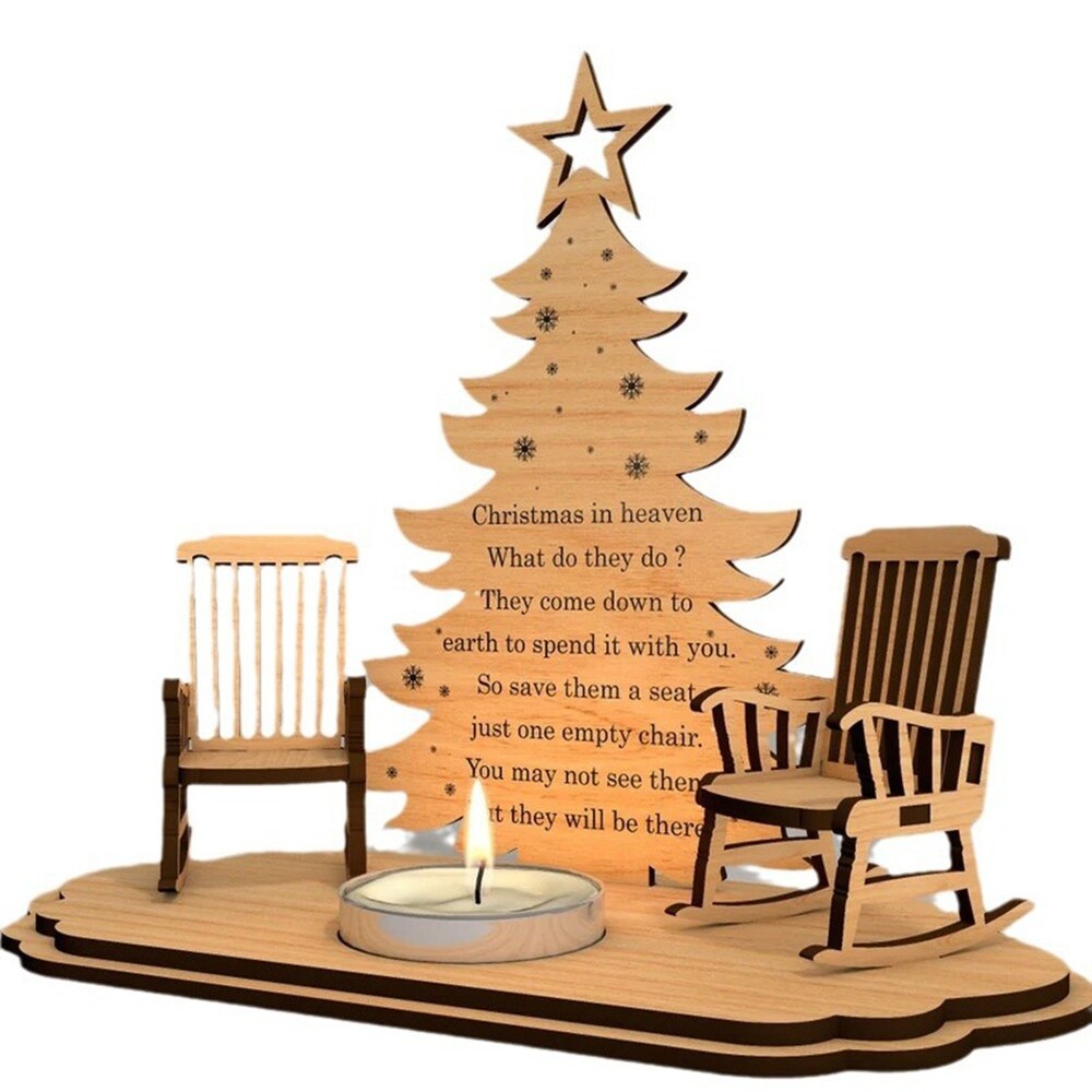 Christmas Remembrance Candle Holder to Remember Loved Wooden Rocking Chair8671