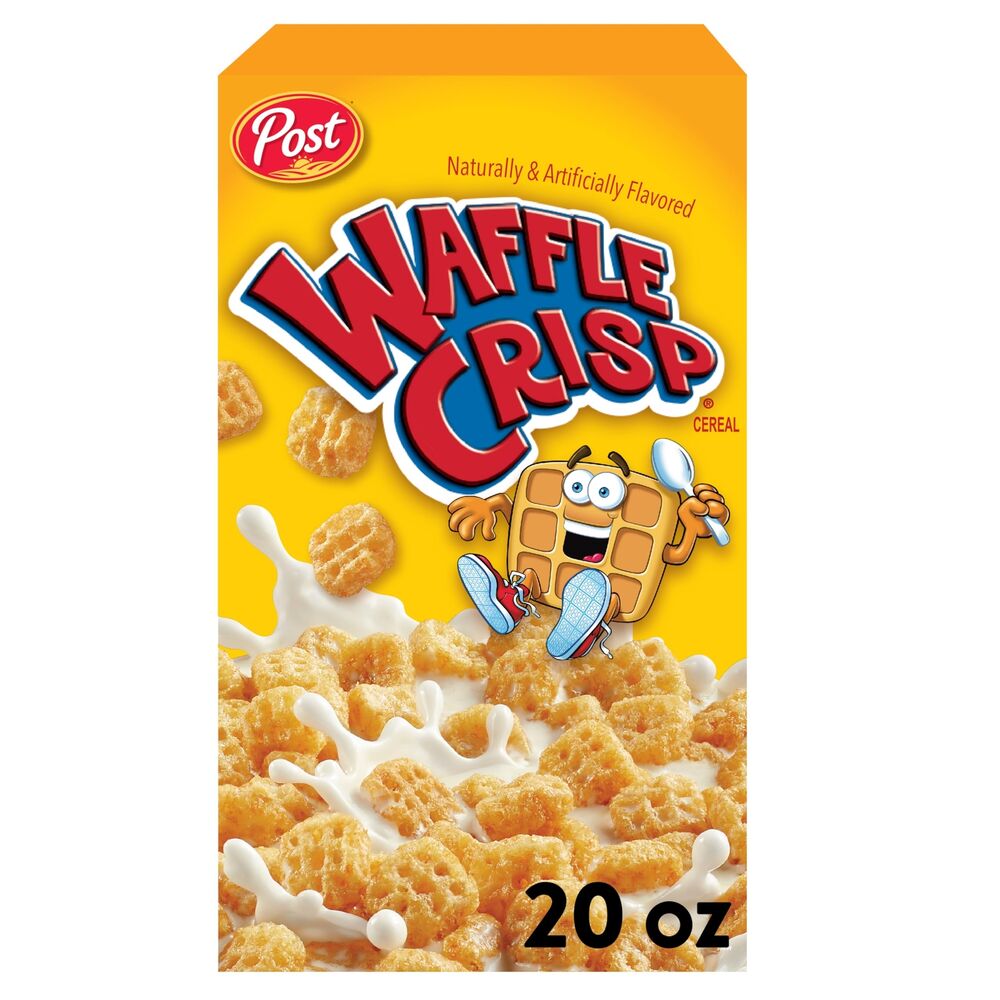 Post Waffle Crisp Breakfast Cereal Sweetened Waffle Shaped Cereal 20 OZ Box