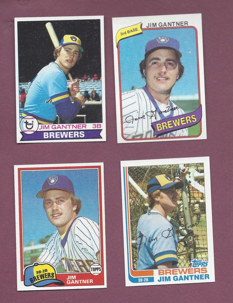 SHARP LOT OF 4 1979 1980 1981 1982 TOPPS BASEBALL #154 374 482 613 JIM GANTNER