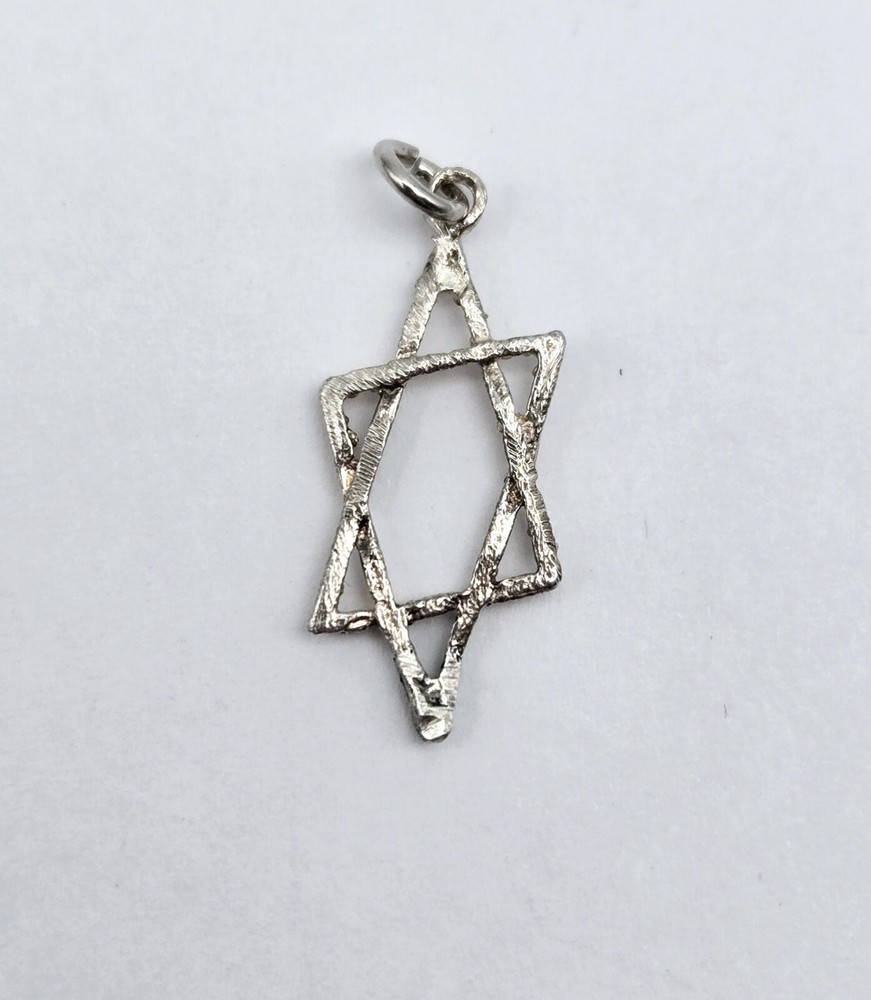 Vintage Sterling Silver Star of David Israel Judah Modernist Charm Pendant