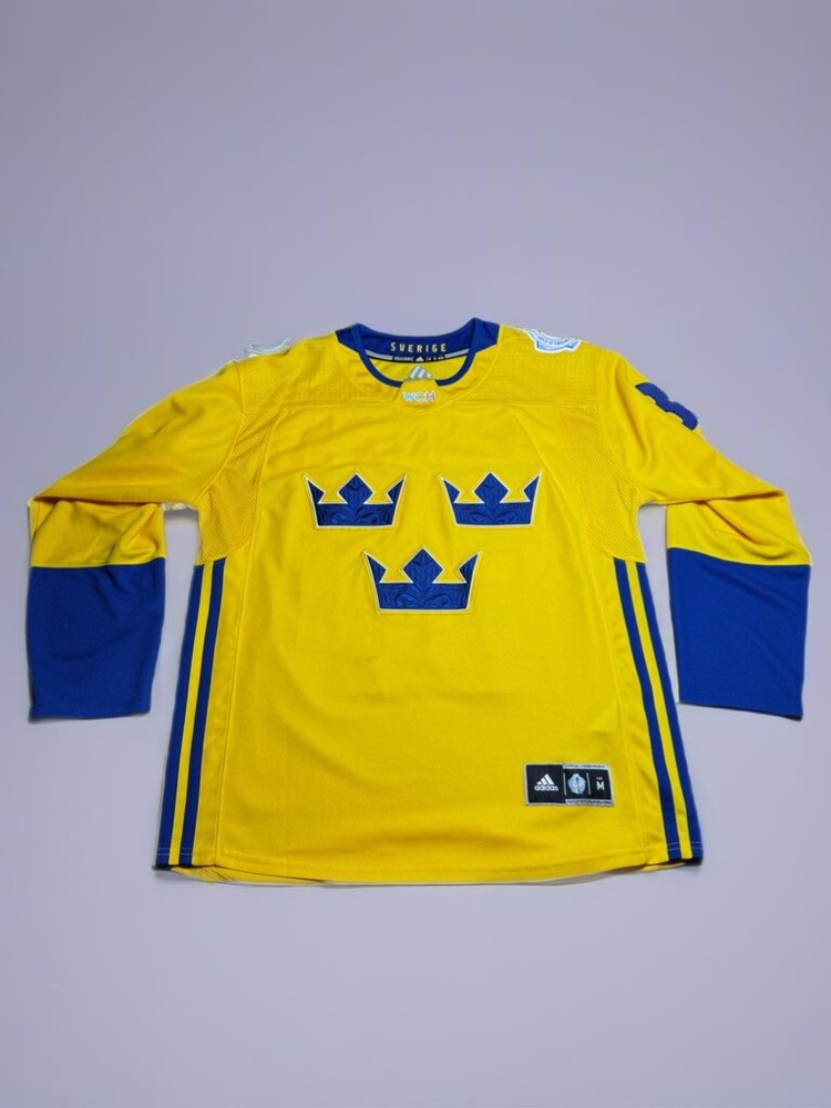 Henrik Lundqvist 2016 Sweden World Cup Hockey Jersey M Yellow Adidas
