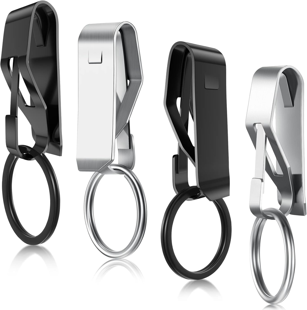 4 Pieces Belt Key Clip Holder Belt Metal Key Clip for Belt Clip Key Chain Ring