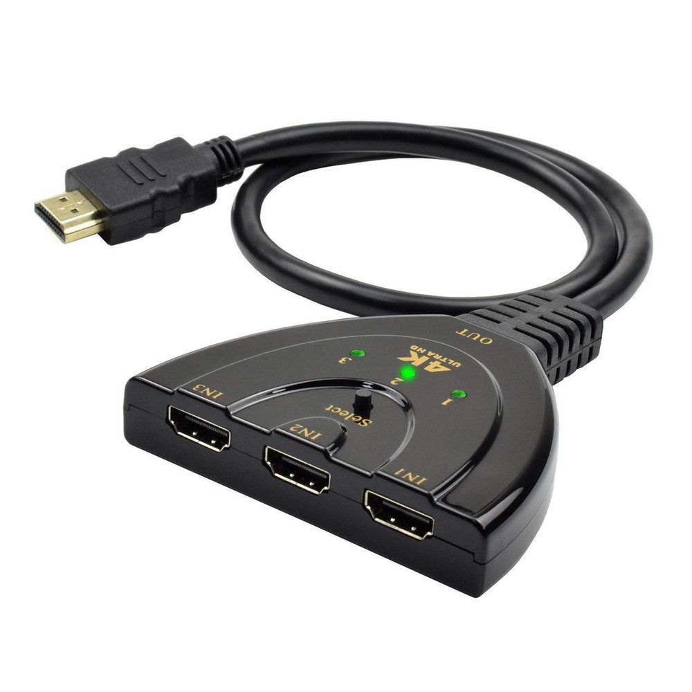 3-Port 4K HDMI Switch with Auto-Switching 2.97Gbps Bandwidth  