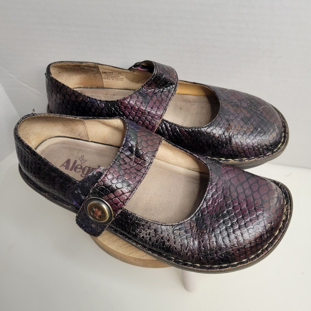 Algeria Paloma Mary Janes Purple Black Multi Color Snake Women’s Size 37/6 US