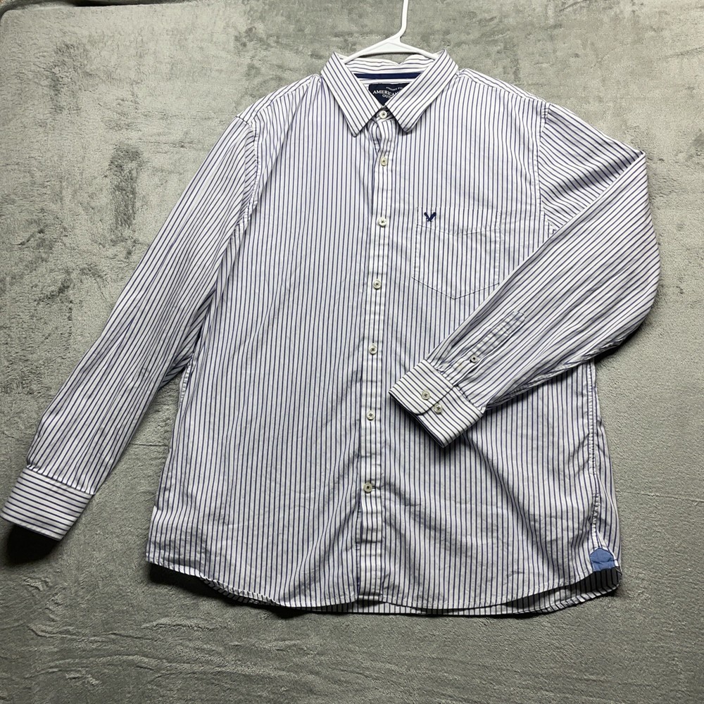 American Eagle Button Down Dress Shirt Men’s Size XXL Vintage Fit Striped
