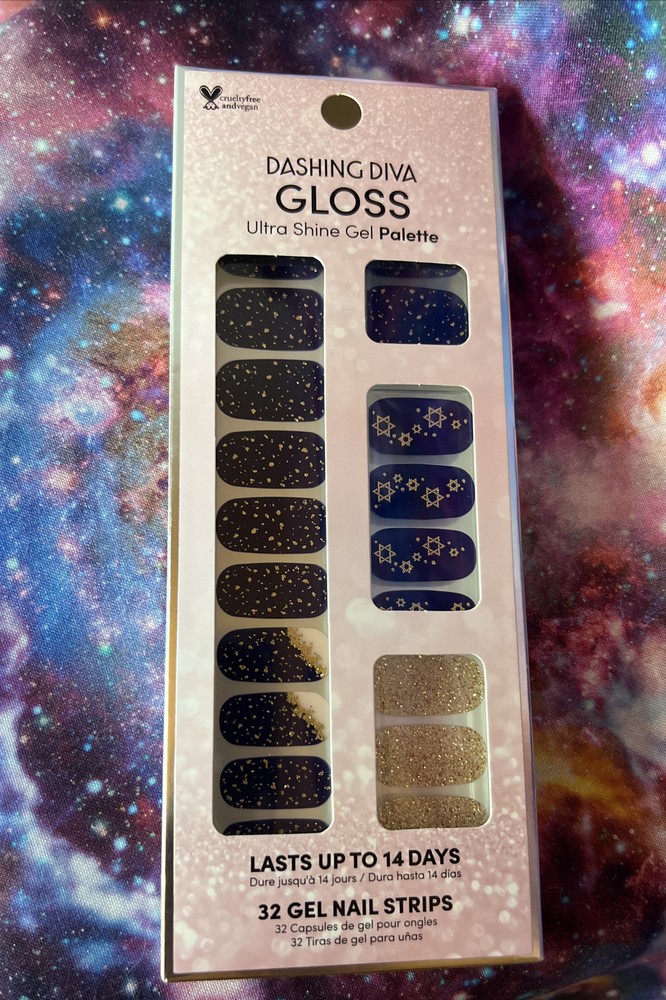 Dashing Diva Gloss Ultra Shine Gel Nail Strips Hanukkah Candlelit Night New!