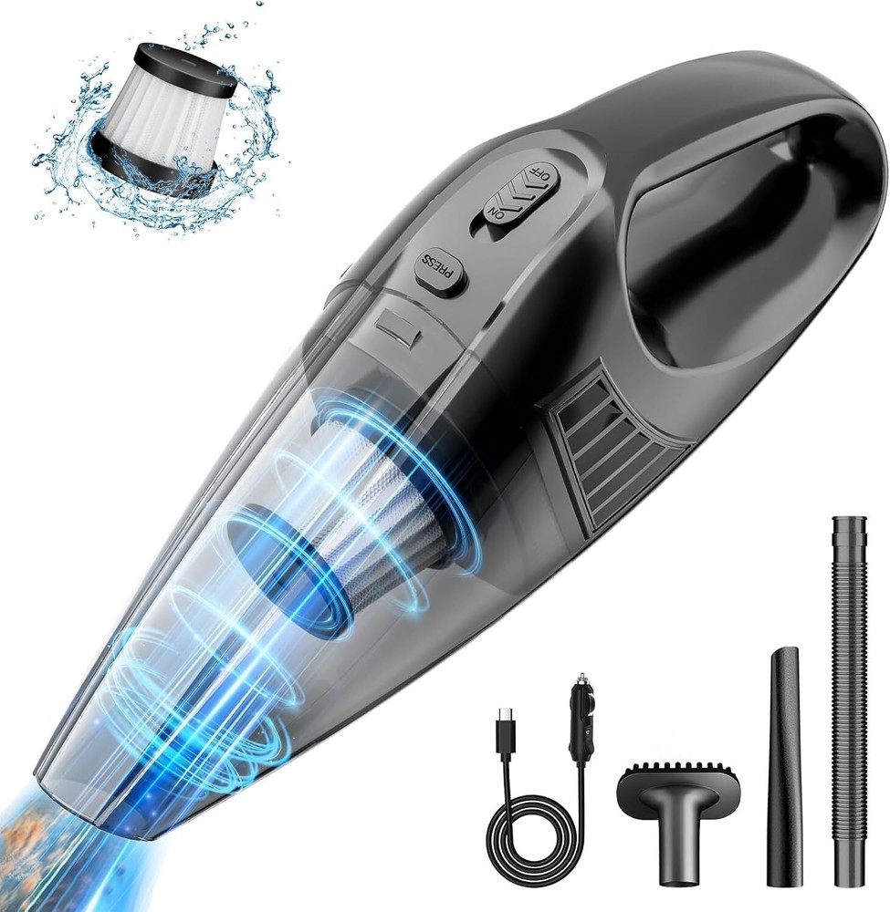 Powerful 11000PA Portable Car Vacuum Cleaner 12V 0.5L Black  