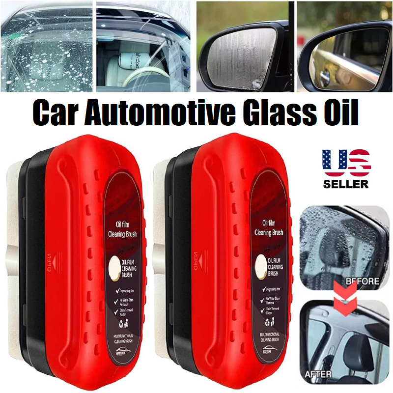 2Pcs 120ml Car Glass Oil Film Cleaner with Brush for Auto Windshield