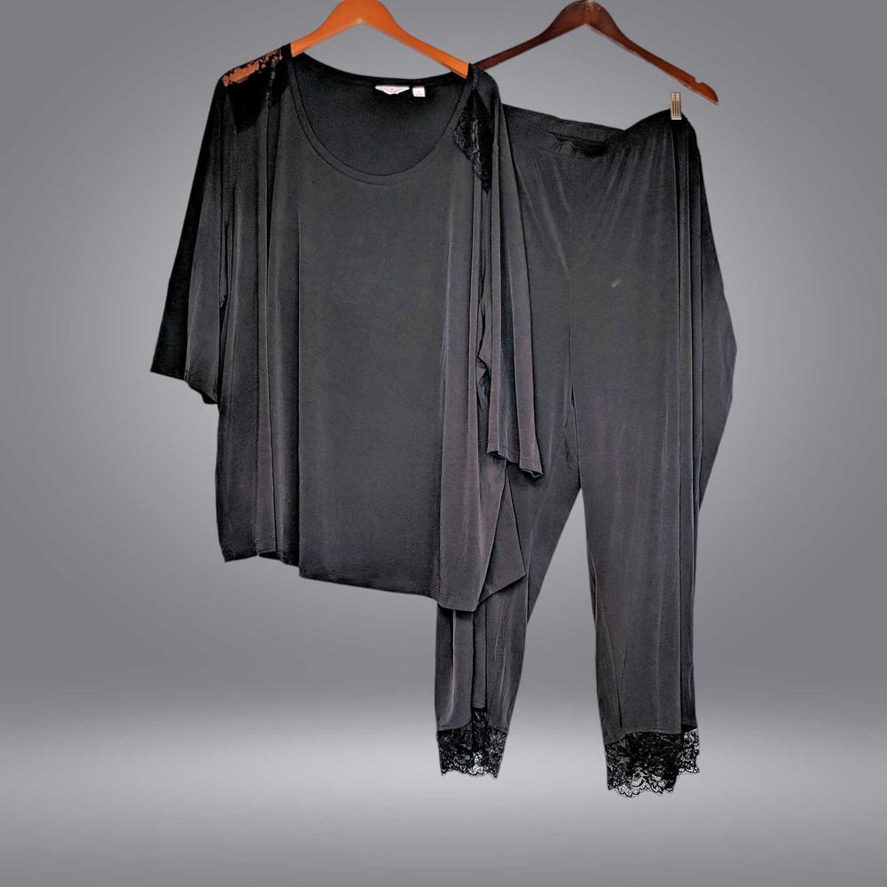 Breezies Women's Plus Sz Sleepwear 5X Lounge Blissful Breeze Sleep Black A611231