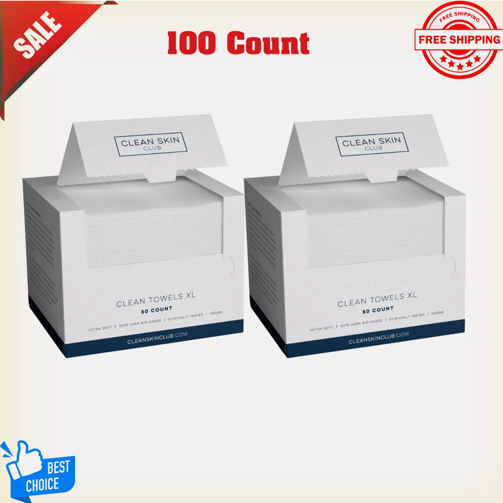 2-Pack Clean Skin Club XL Biobased Dermatologist Towels USDA Certified