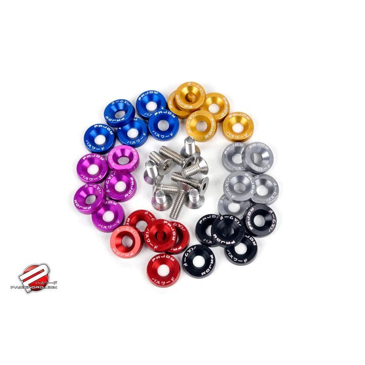 JDM Blue Aluminum Fender Washer Kit – 5-Pack for Enhanced Style and Durability-image