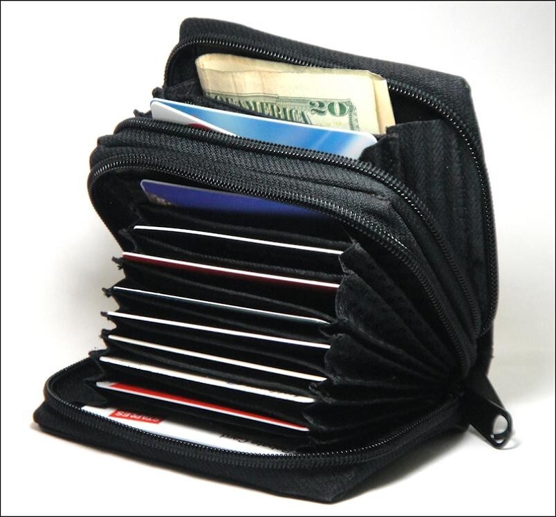 Leather Accordion Wallet with ID Window and Front Pocket for Credit Cards  -image