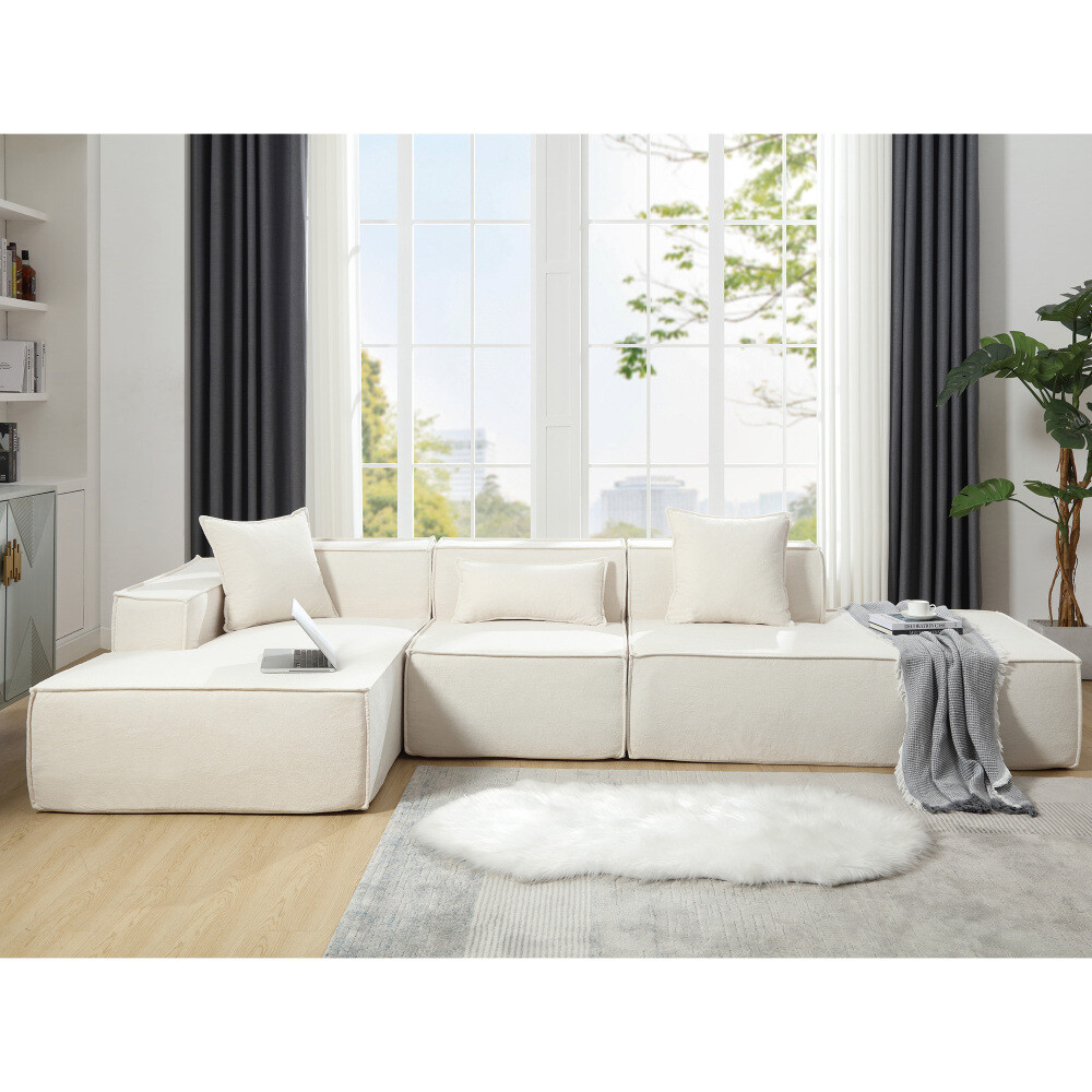 L-shaped modular sofa set with free installation minimalist design
