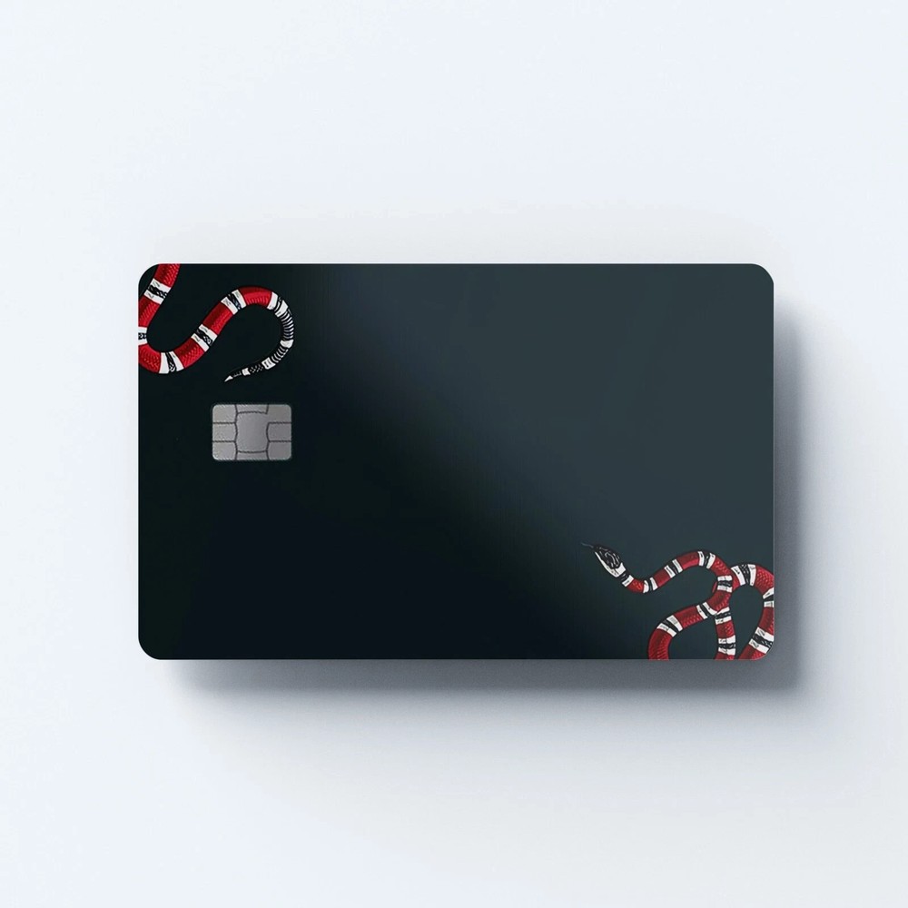 Credit Card Skin Stickers Red & Black Snake Card Skins Sticker Pack of 2 Skins-image