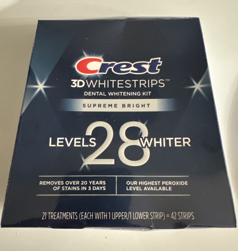 Crest 3D White Supreme Whitestrips Kit with 42 Strips Expires March 2026