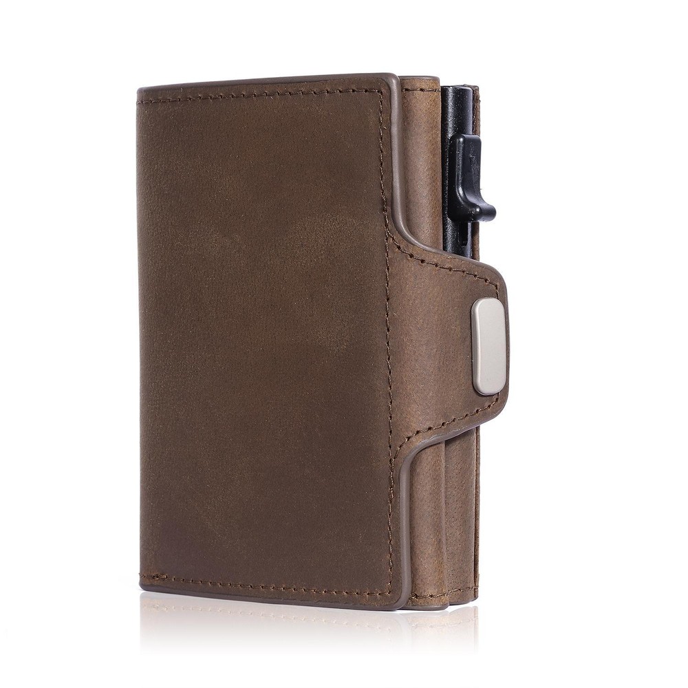 Slim Modern Multicolor Button Leather Credit Card Holder for Men-image