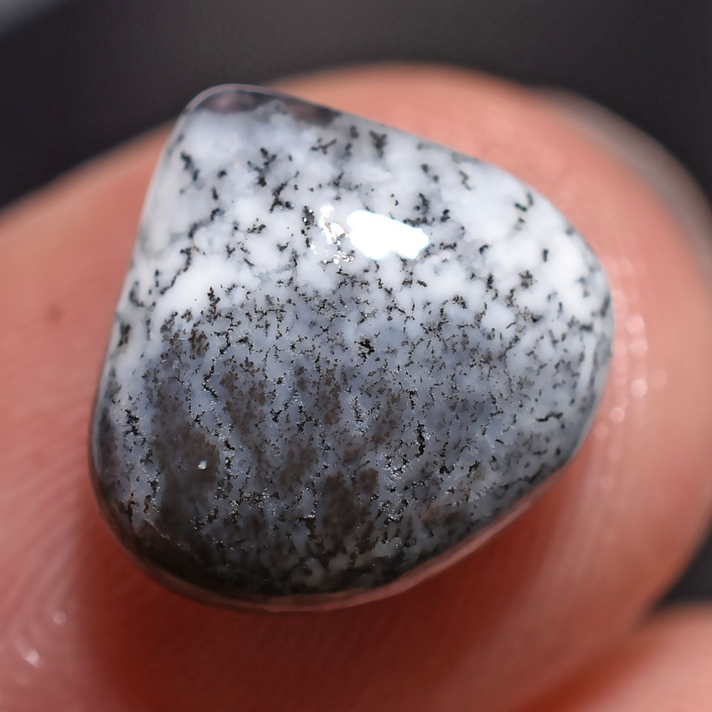 Dendrite Opal Loose Gemstone, Natural Black & White Cabochon For Jewelry