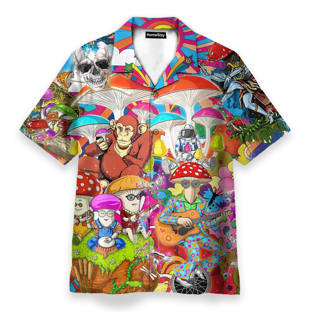 Mushroom Hippie Mens Buttons Up Shirts   Hawaiian Shirt
