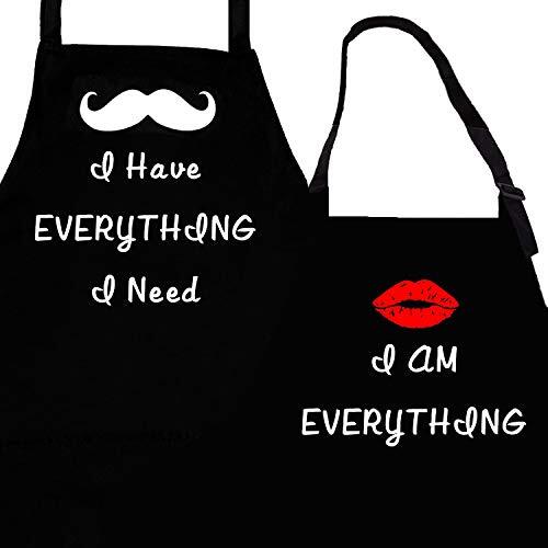 Couples Aprons - 2 Piece Kitchen Apron Set for Engagement Wedding