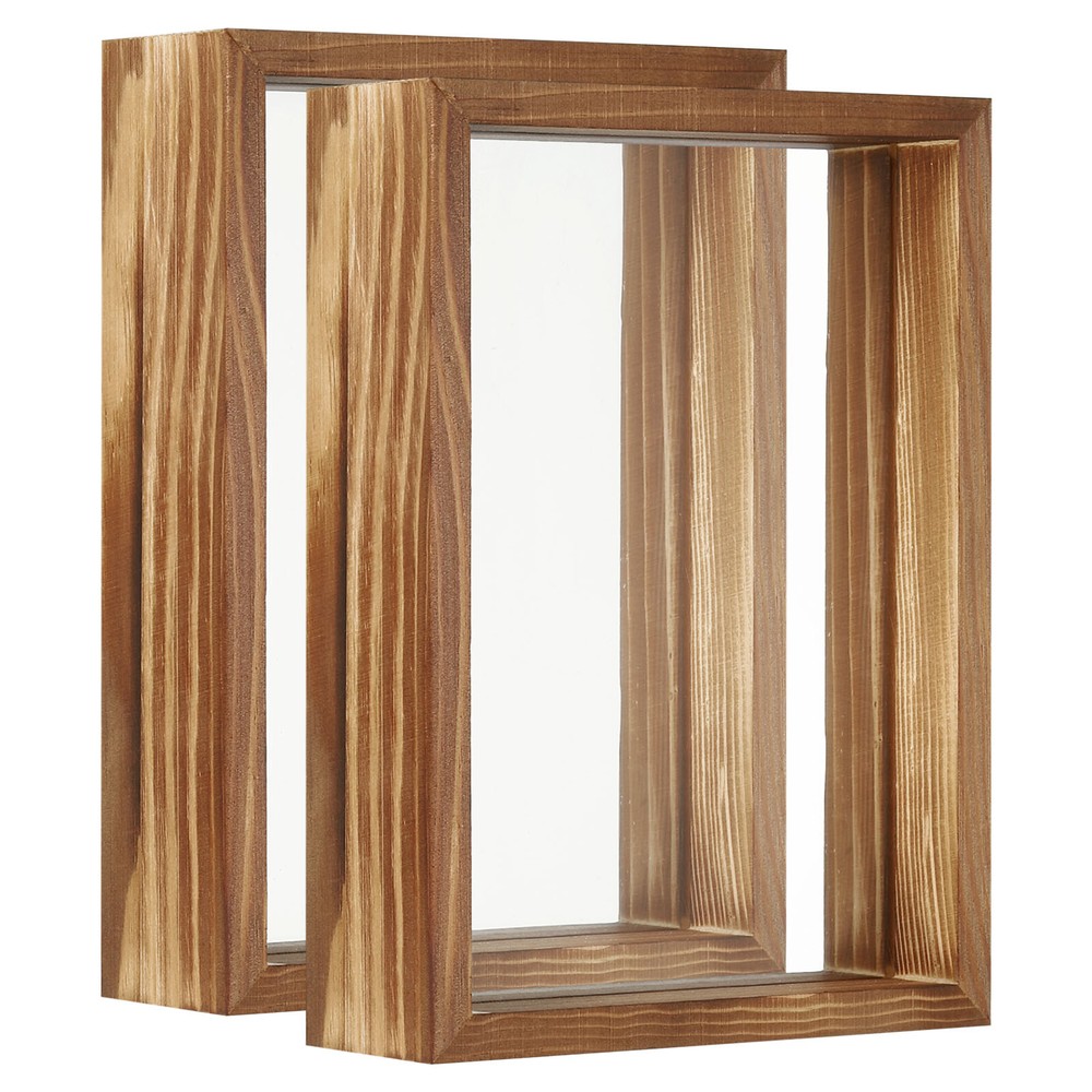 3x6 Wood Picture Frames 2 Pack Double Sided Acrylic Plant Frame Brown