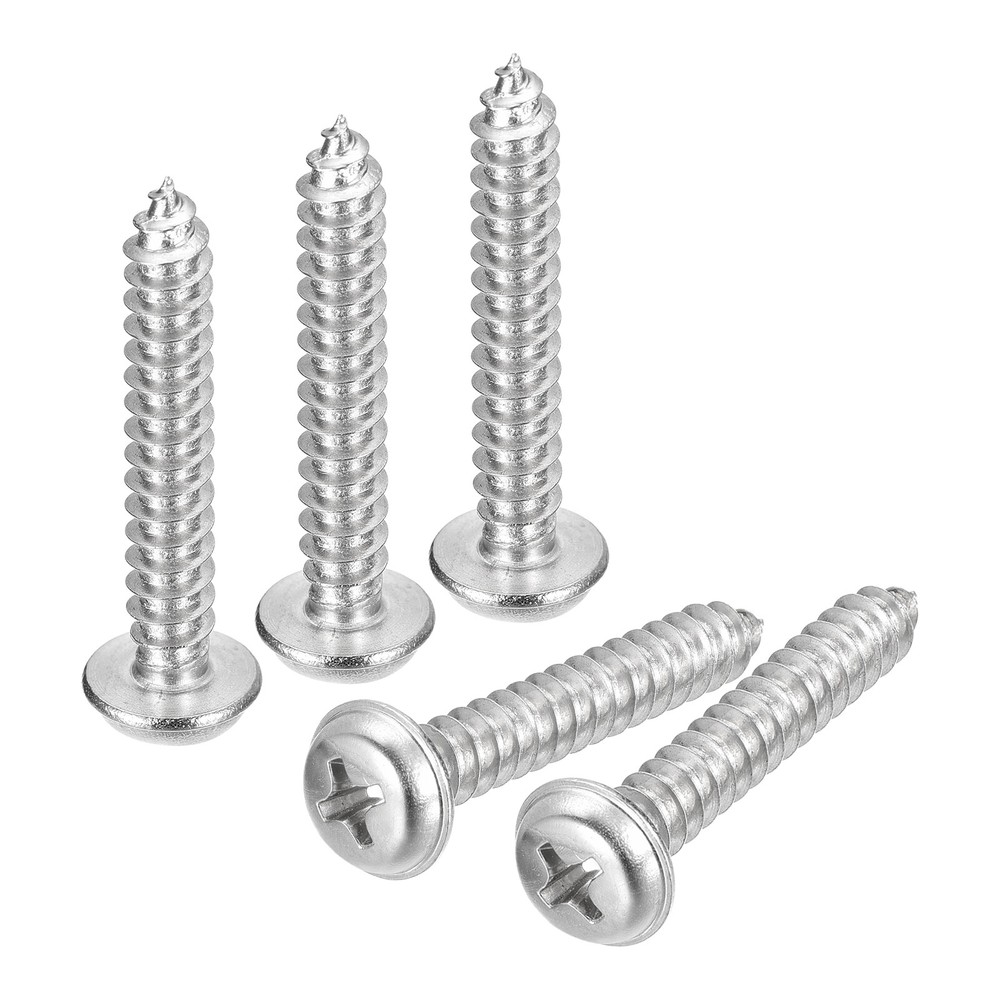 ST5x30x10mm Phillips Pan Head Self-tapping Screw with Washer, 100pcs (Silver)