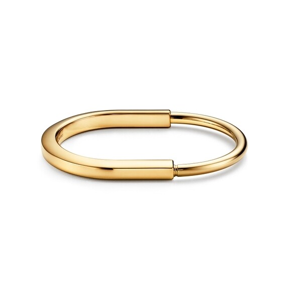 customer request custom order 18kt 15cm lock bangle plain solid yellow gold-image