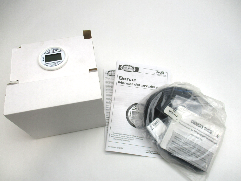 F13150 Faria Depth Sounder Transom Mounted Transducer with 199' of Depth Range