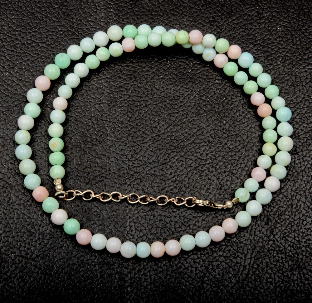 Elegant 5mm Multi Opal Beaded Necklace 18 Inch Adjustable Silver Lock