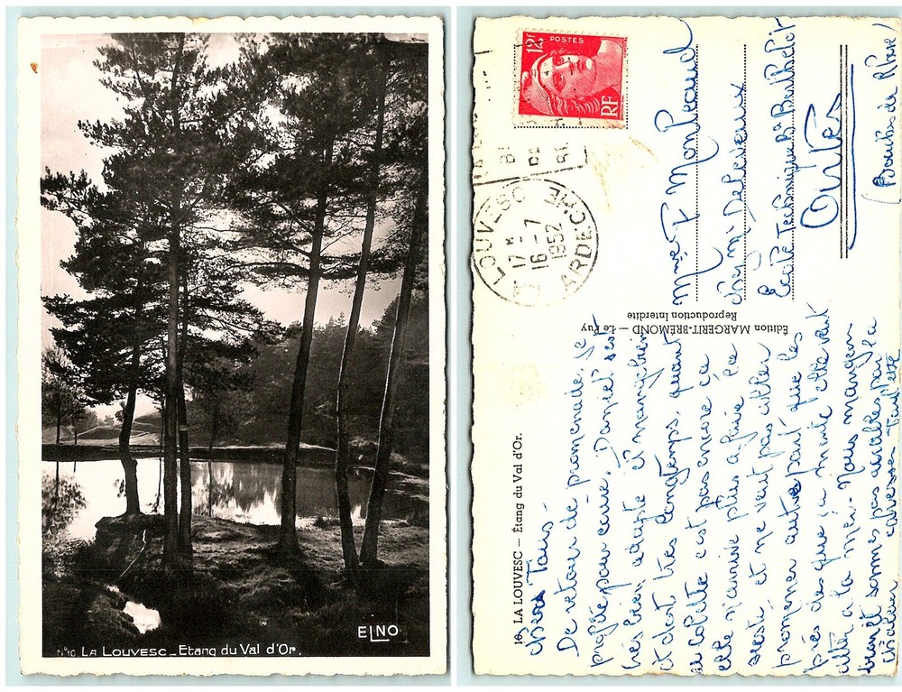 Vintage S02-0050 La Louvesc Etang du Val d'Or Real Photo Postcard