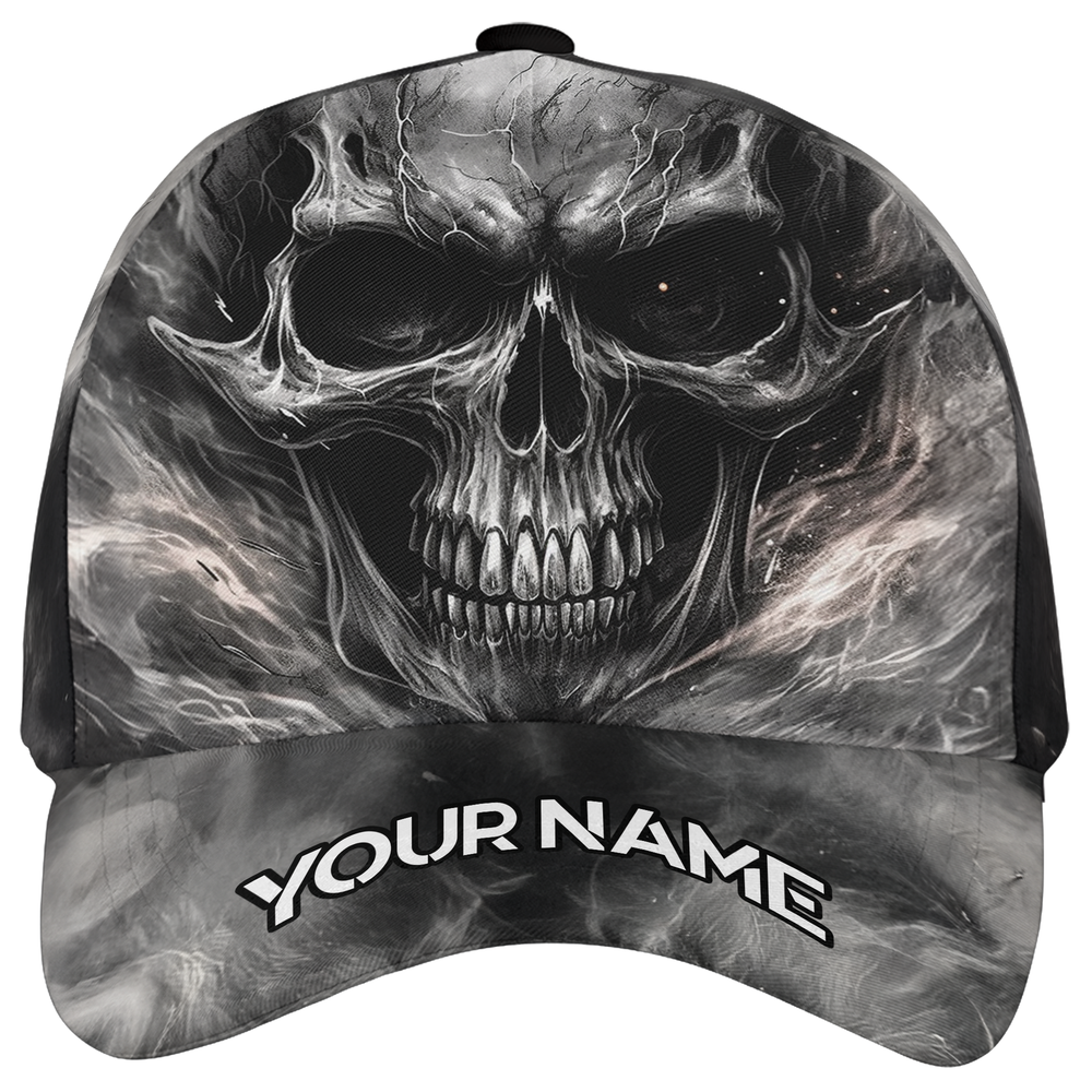 Spooky Personalized Name Horror Halloween Skull Baseball Cap-image
