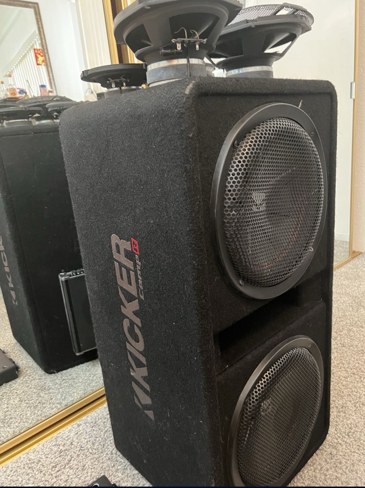 Kicker Car Audio System with 4x Subwoofer Stereo Bass Amplifiers and Tweeters