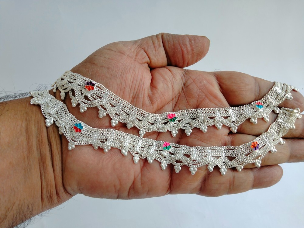 Ethnic Traditional Payal Silver Plated Indian Bollywood Bridal Jewelry Anklet-image