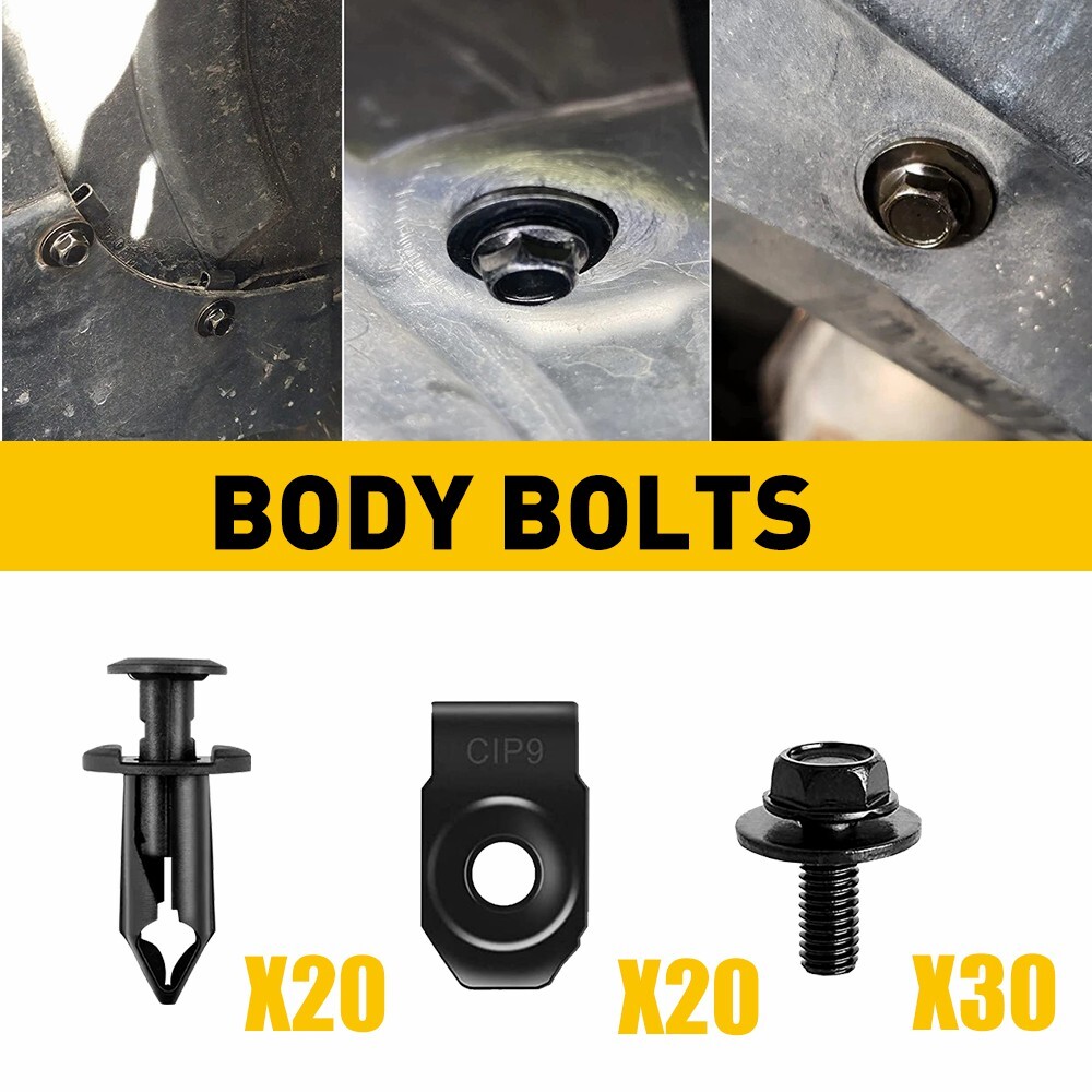 70PCS Engine Under Cover Splash Shield Guard For Nissan Body Bolts & U-nut Clips