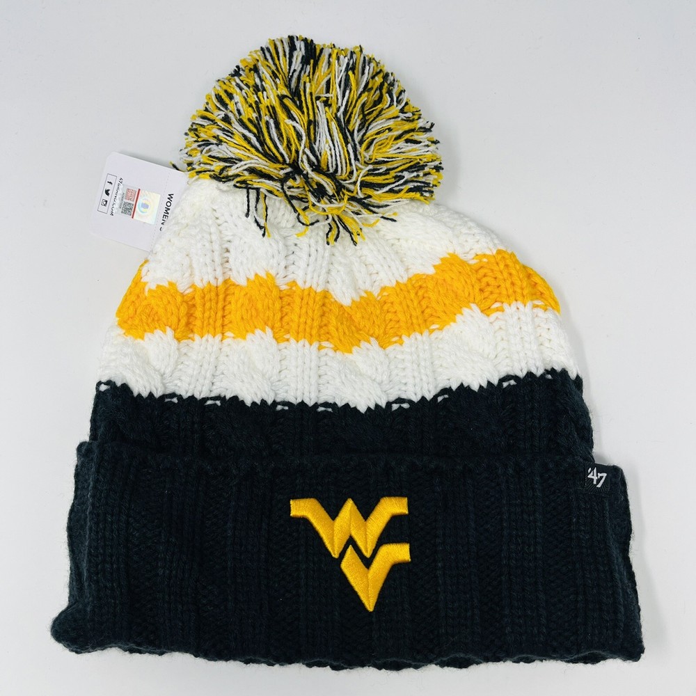 ‘47 NCAA West Virginia Mountaineers Knit Womens Beanie Toboggan Winter Hat Pom