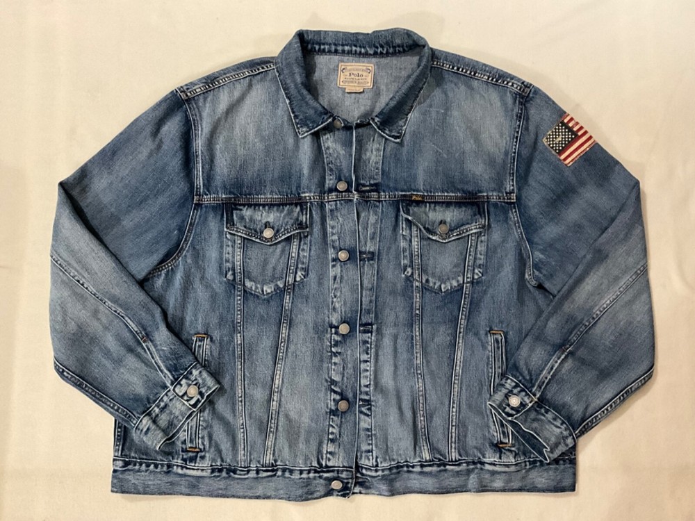 Polo Ralph Lauren American Flag Patch Denim Jacket Men's 2XL 2XB