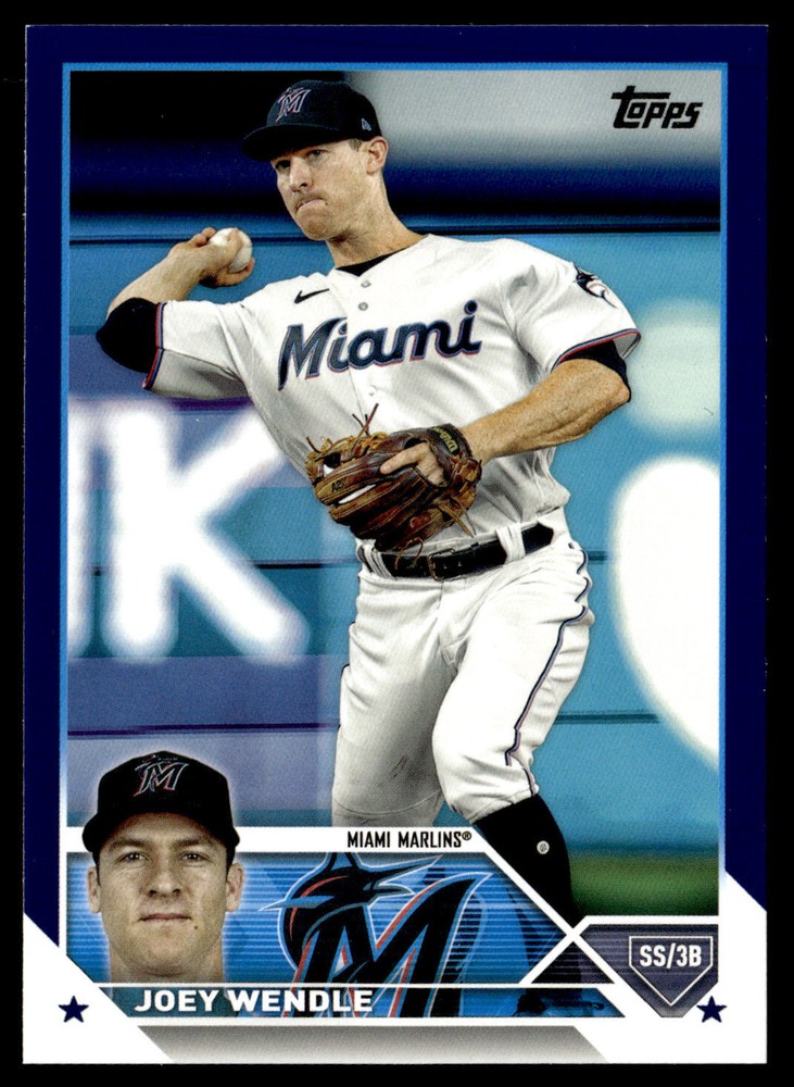 2023 Topps Update Joey Wendle #US237 Royal Blue Parallel Miami Marlins Baseball Card