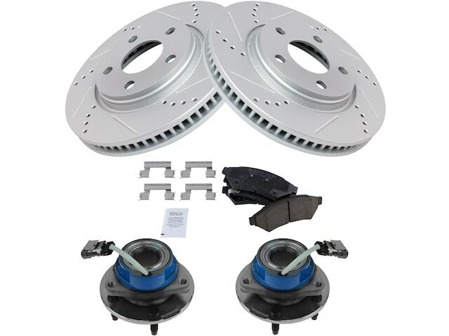 TRQ Front Brake Pad Rotor and Wheel Hub Kit for 2005 Chevy Uplander 15QJJP