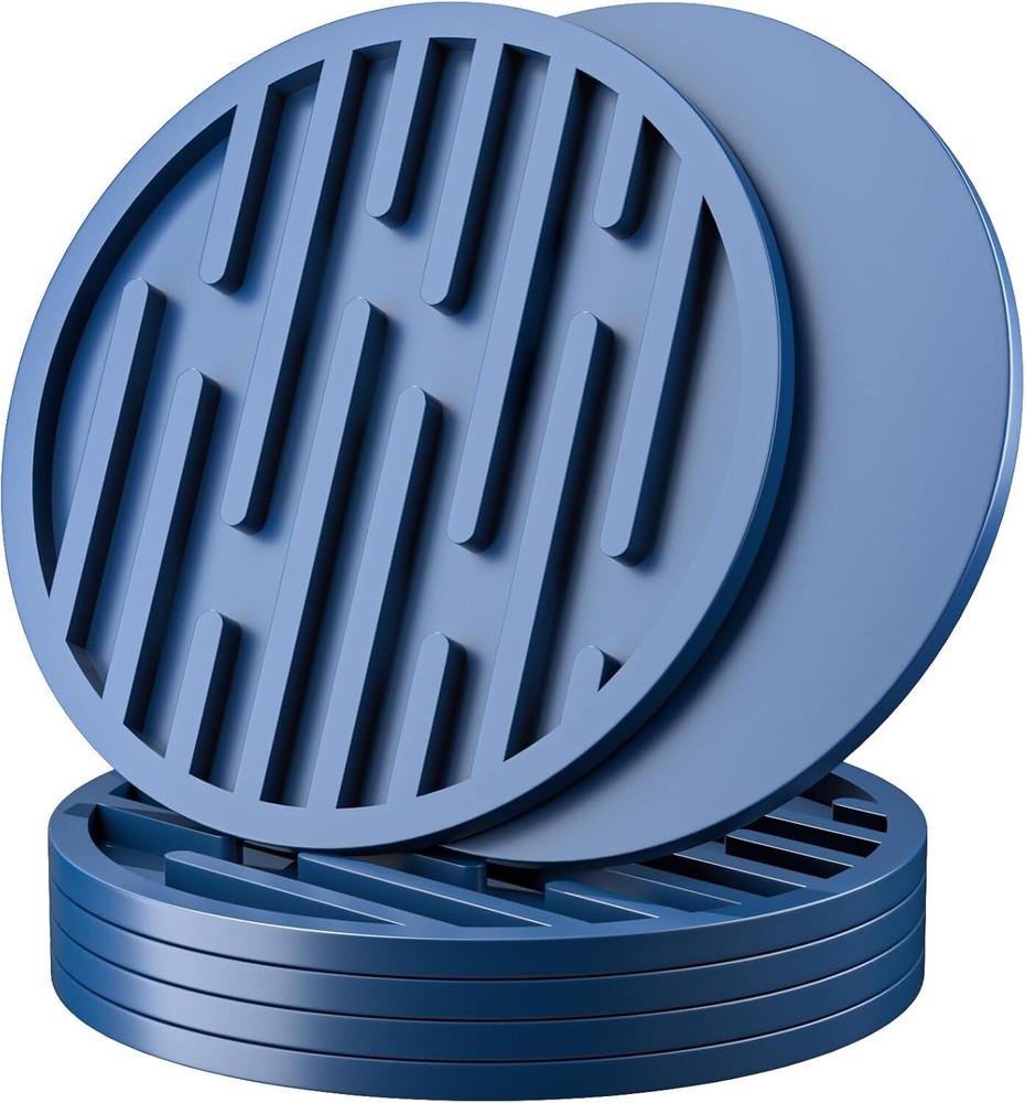 Silicone Coasters for Drinks, AUPTIM Drink Set of 6, Cup Blue
