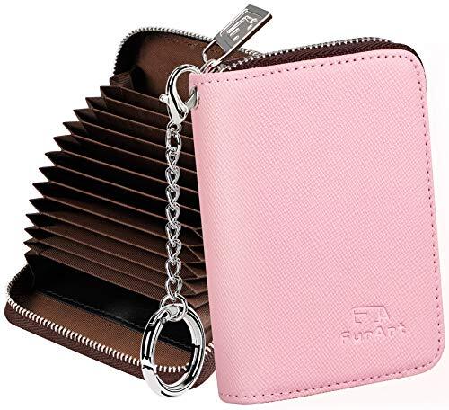 RFID-Blocking Zipper Card Wallet for Men & Women in Pink