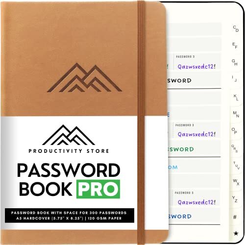 Alphabetical Password Book Organizer with Tabs for Secure Login Storage-image