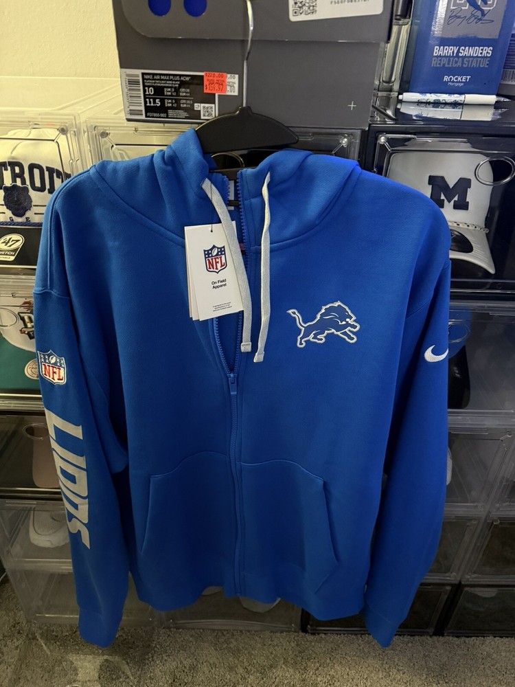 Detroit Lions Nike 2024 Sideline Club Full-Zip Hoodie - Size Medium - NWT