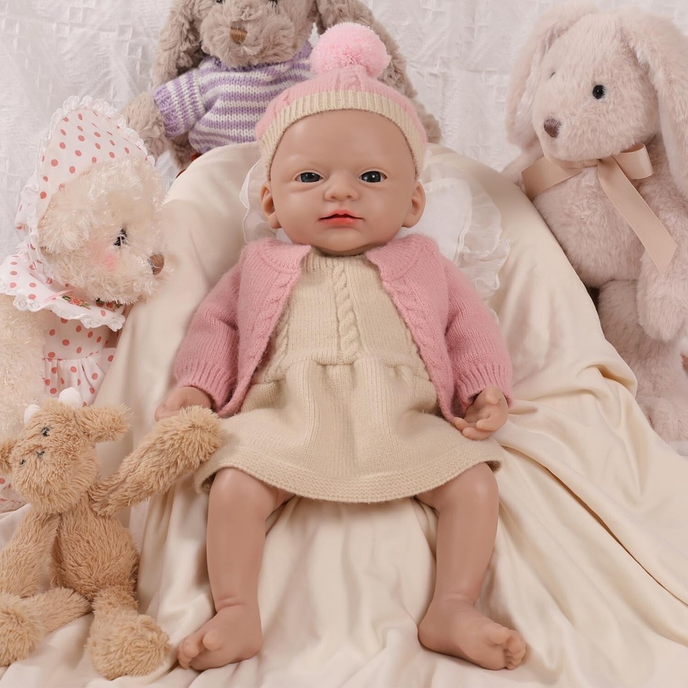 IVITA 16in Soft Silicone Reborn Baby Doll Full Body Newborn Girl for Realistic Play