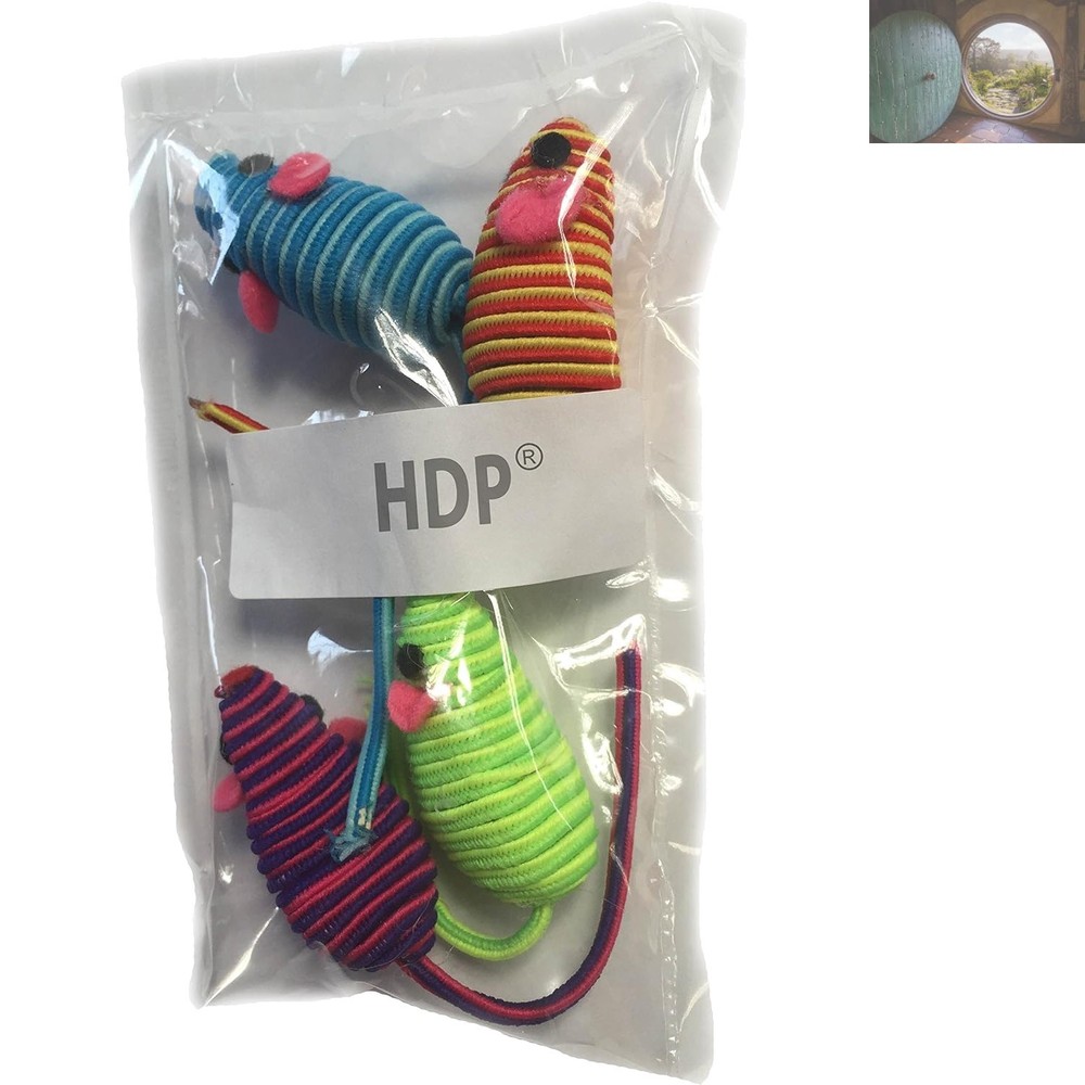 Hypnotic 3-Inch Colorful Rattle Mice Cat Toys for Playful Kitties